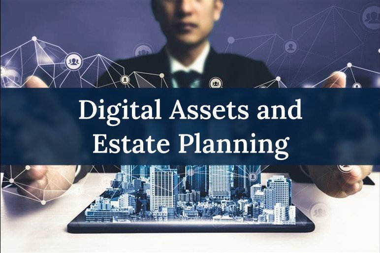 Person planning digital legacy with laptop and cloud icons representing online assets