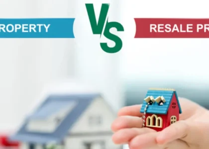 Resale property vs new property comparison showing price, location, rental income, and risk factors in India